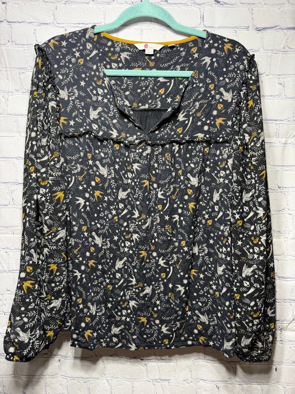 Boden Womens Ethereal Celestial Long Sleeve Top Sz 16 Whimsigoth Grunge